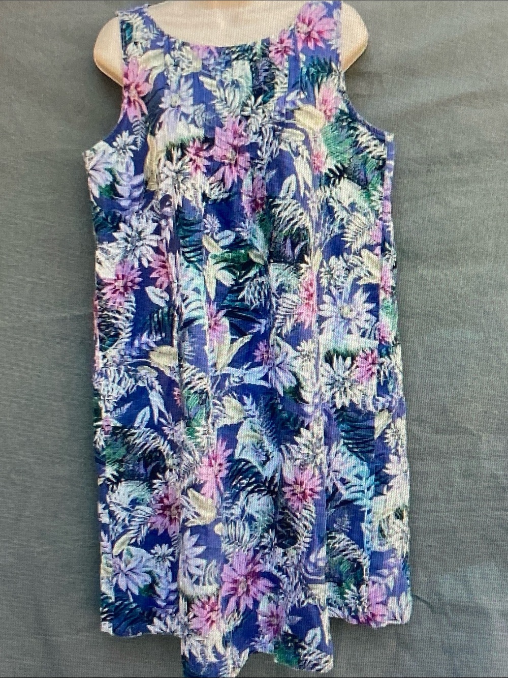 J. Jill Navy Floral Tropical Sleeveless Shift Dress